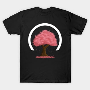 Simple Cherry Blossom Tree With Falling Leaves T-Shirt